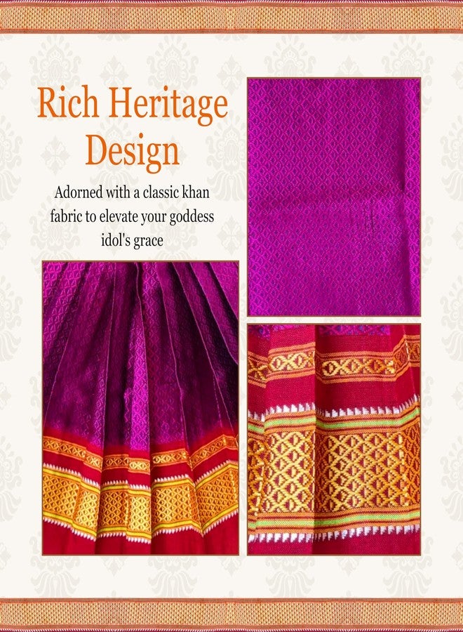 PUNYATVA ساري PUNYATVA Kalash Khun (وردي) / Mata Rani Poshak لـ Varalakshmi، Ma Laxmi، Goddess Durga، Gangaur/Chunri Patka Lehenga Ghagra Khan Dress/Navaratri Margashirsha Devi Pooja Accessories - Image 3